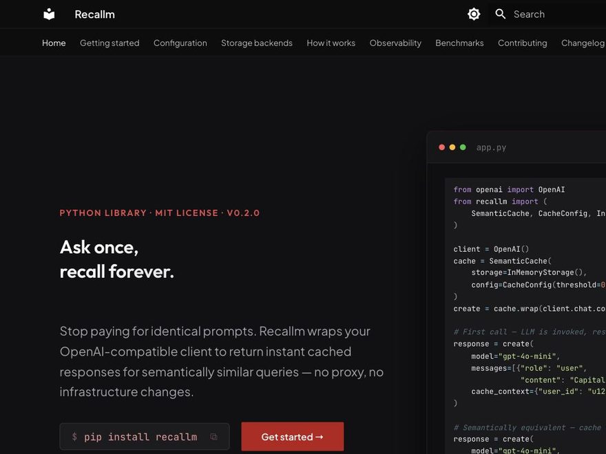 Recallm — semantic cache for LLM apps